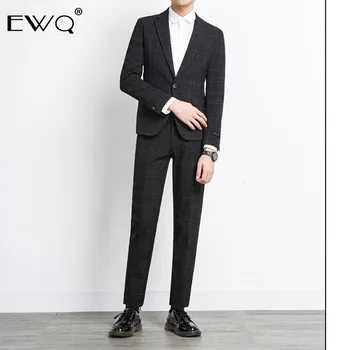 

EWQ / England Style Smart Casual Suit Set Fashion Man's Suit Handsome Slim Blazer Pant Two Piece Set For Male 2020 New 9Y0062