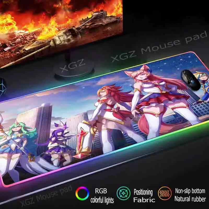 

XGZ Large RGB Mouse Pad Lock-edge Anime Sexy Girl Custom Student Computer Keyboard Desk Rubber Non-slip 900x400 / 800x300