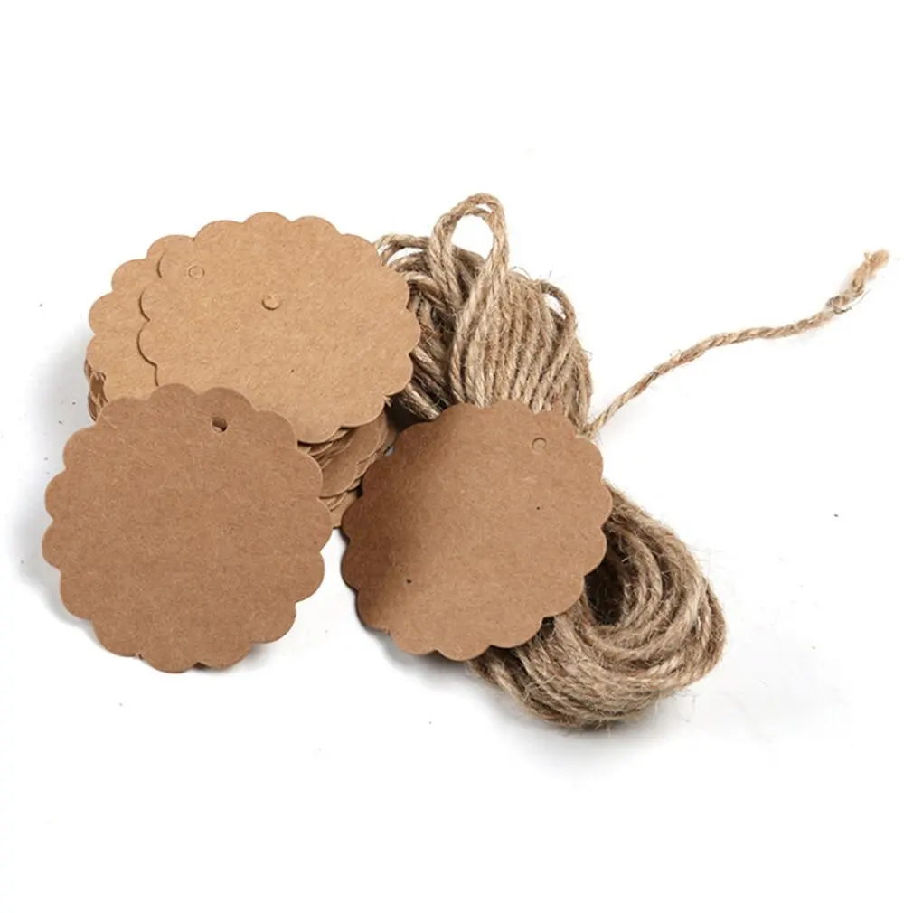 100 Pieces Kraft Paper Labels Different Forms Of Paper Labels With Rope Tags Kraft Paper DIY Decoration