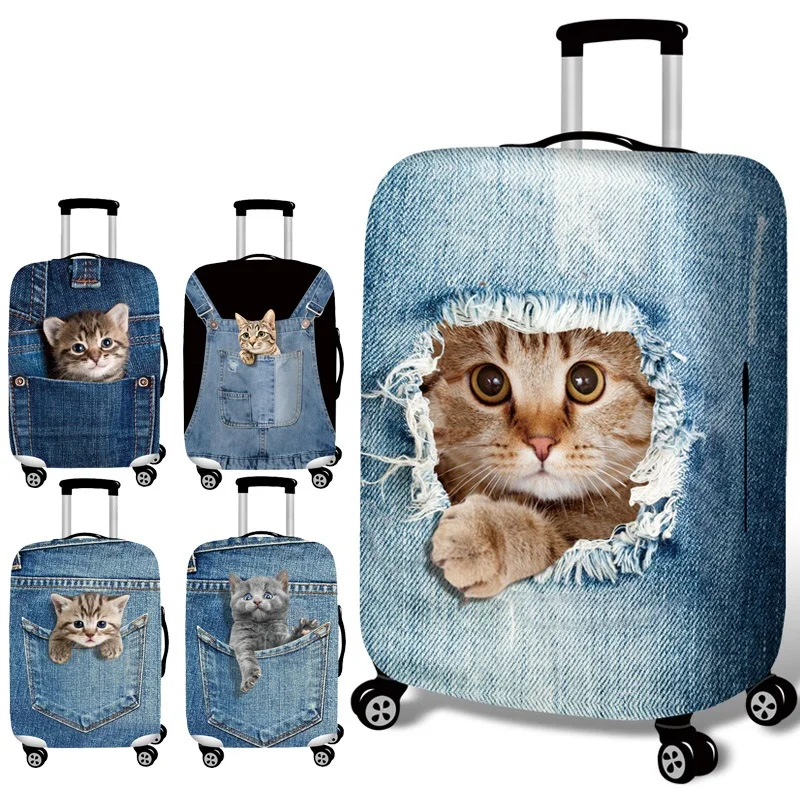 

Stretch Fabric Cute Cat Luggage Protective Cover Suit 18-32 Inch Trolley Suitcase Case Covers Travel Accessories