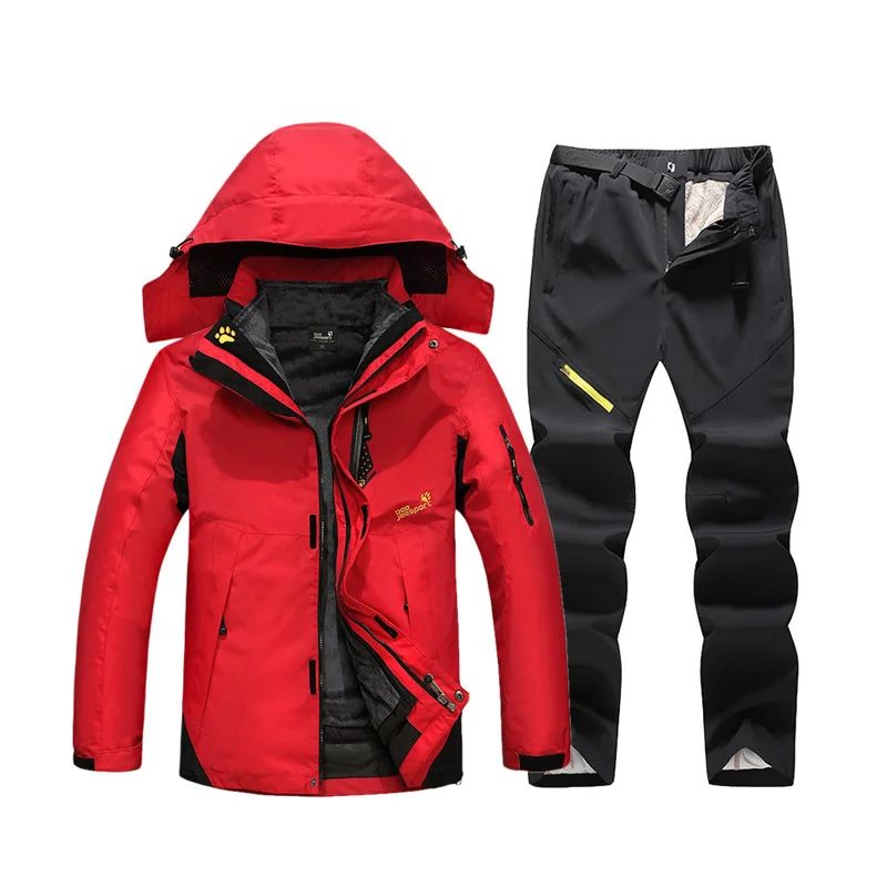 30 °C Зимний лыжный костюм для мужчин, Супер Теплая Лыжная куртка и зимние штаны, уличная водонепроницаемая ветрозащитная Лыжная и Сноубордическая куртка, наборы