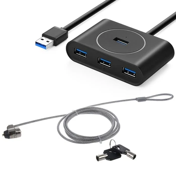 

2 Pcs Accessories: 1 Pcs Laptop Key Lock Security Cable Lock & 1 Pcs USB 3.0 Hub 4 Port USB 3 Data Hub, with 3 FT Extension Cabl