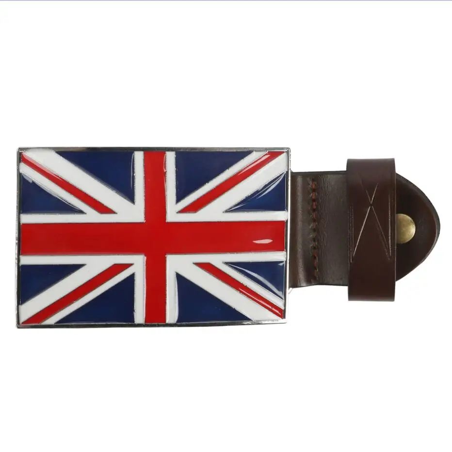UK Flag Tourbon Ретро растительный кожаный пояс для мужчин охотничий ремень для ружья Регулируемая длина 104-114 см включает съемную пряжку - Цвет: UK Flag