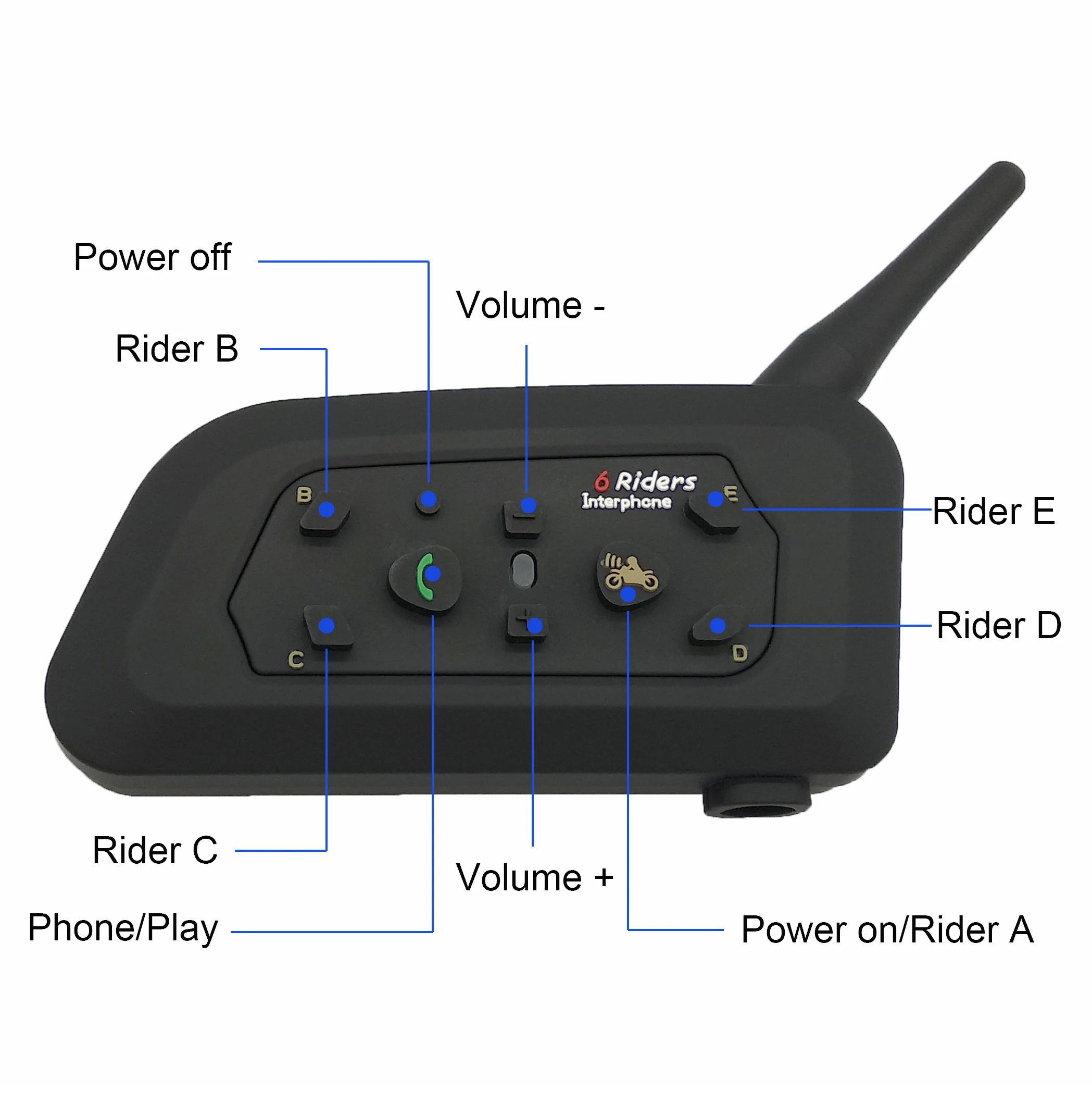 1 шт. V6 Шлем Интерком мотоциклетный Bluetooth Интерком шлем гарнитура 6 всадников 1200 м Intercomunicador Interphone BT MP3