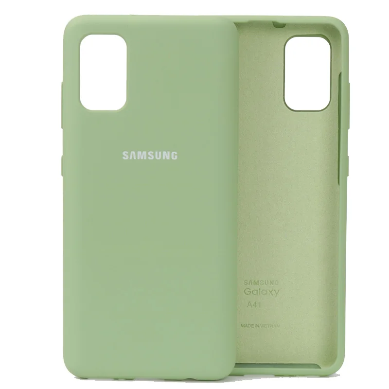 leather phone wallet Samsung Galaxy A41 Liquid Silicone Case Soft Silky Shell Cover Galaxy A 41 High Quality Soft-Touch Back Protective phone purse