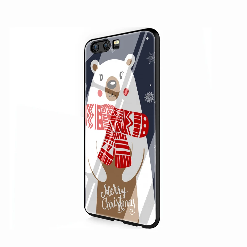 EWAU Merry Christmas снеговик медведь закаленное стекло телефон чехол для Huawei P10 P20 P30 mate 20 Lite pro P Smart Y6 Y9 Honor 8X9 10 - Цвет: G3