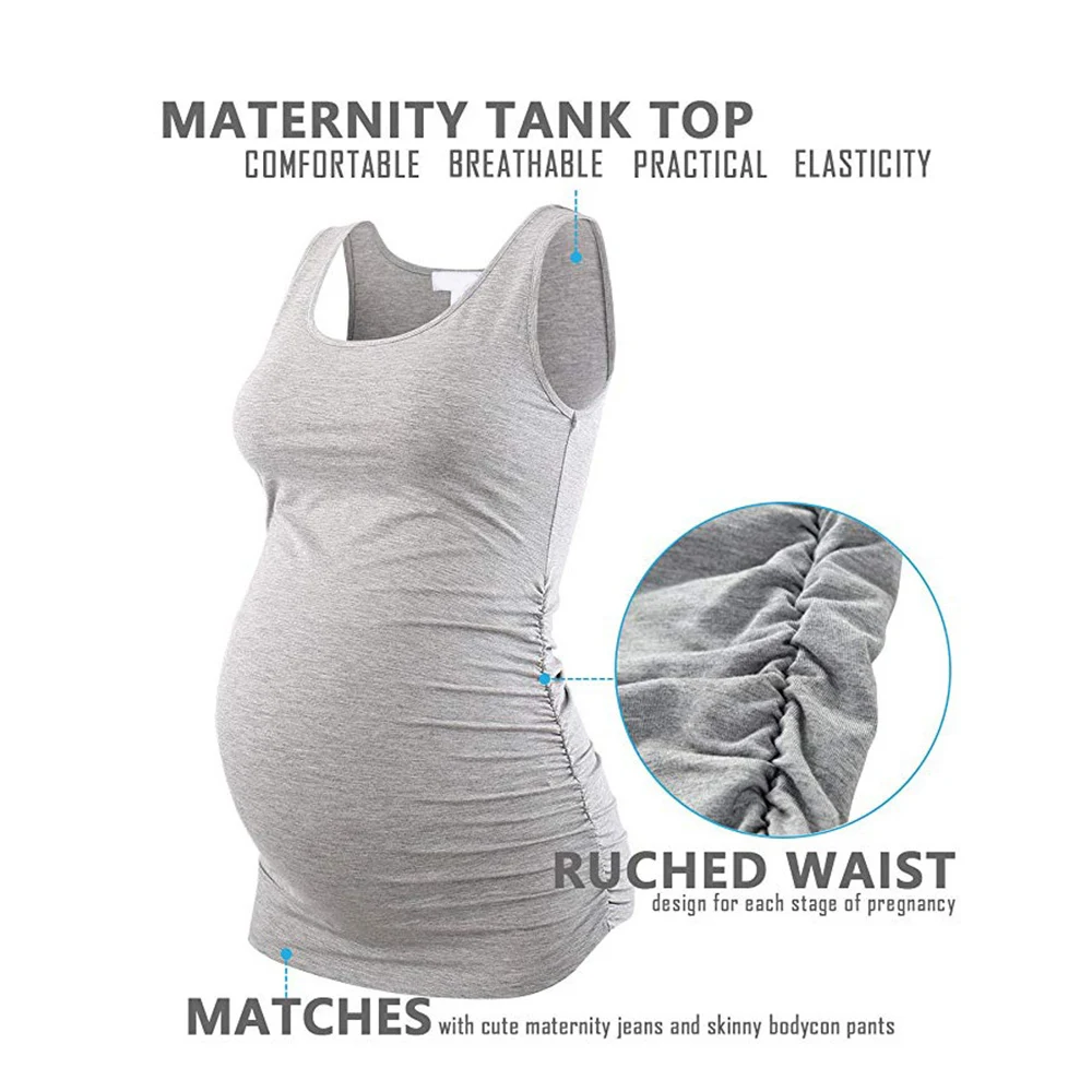 Pregnant women vest waistband sleeveless solid color soft and comfortable elastic