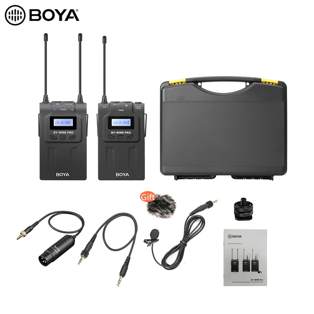 BOYA BY-WM8 PRO K2 UHF Dual Channel Wireless Microphone for Canon Nikon DSLR Cam with LCD display Dual-Channel Wireless Receiver - Цвет: BY-WM8 Pro K1