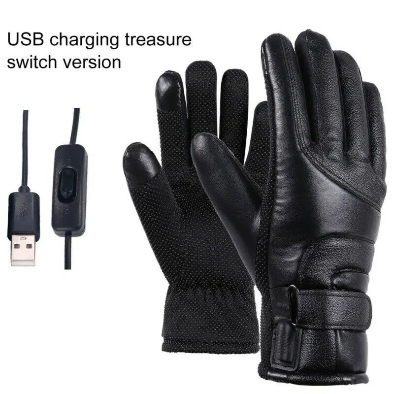 Зимние мотоциклетные перчатки с подогревом теплые USB Электрические Водонепроницаемые утолщенные уличные перчатки