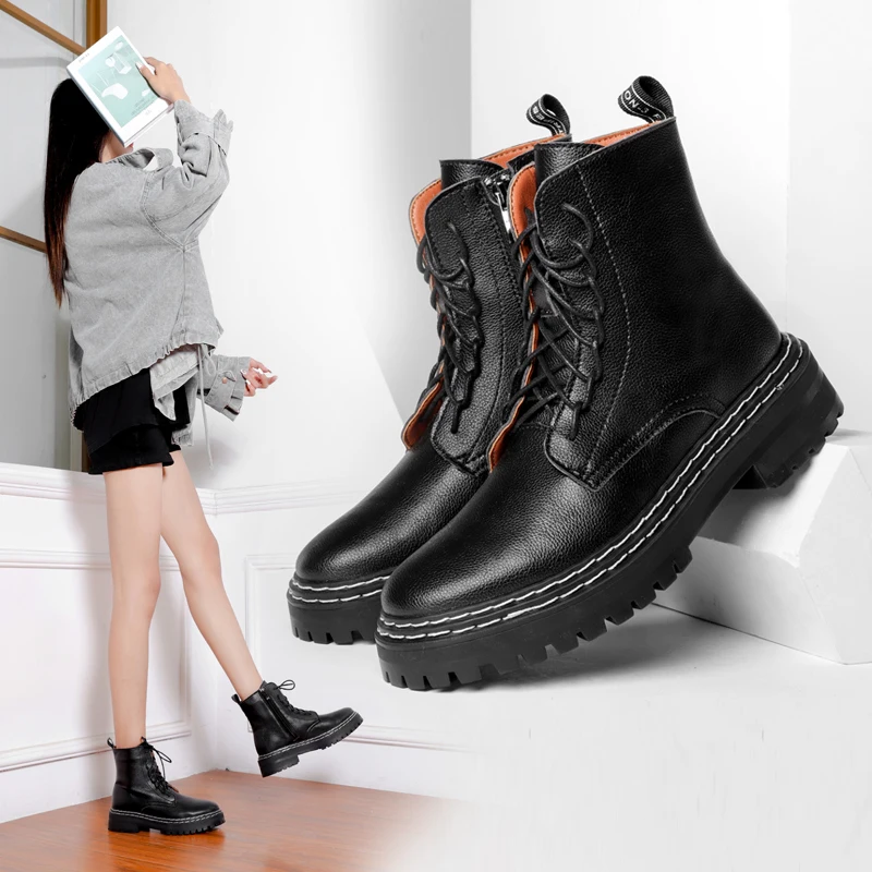 Женские осенне зимние Новые Ботинки Martin из тонкой кожи мягкие износостойкие