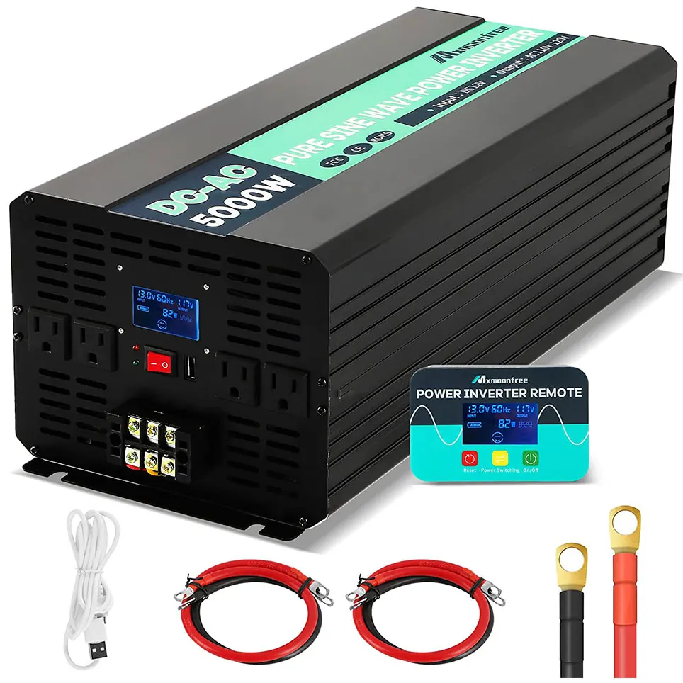 5000W pure sine wave power inverter 12V DC to 110V AC with wireless remote control LCD display 1 USB port and 4 sockets | Электроника