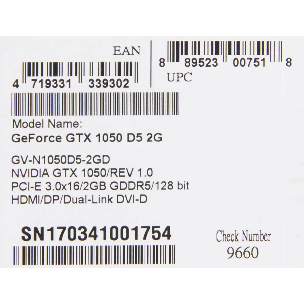 Видеокарта Gigabyte PCI-E GV-N1050D5-2GD NV GTX1050 2048Mb 128b GDDR5 1354/7008 DVIx1/HDMIx1/DPx1/HD