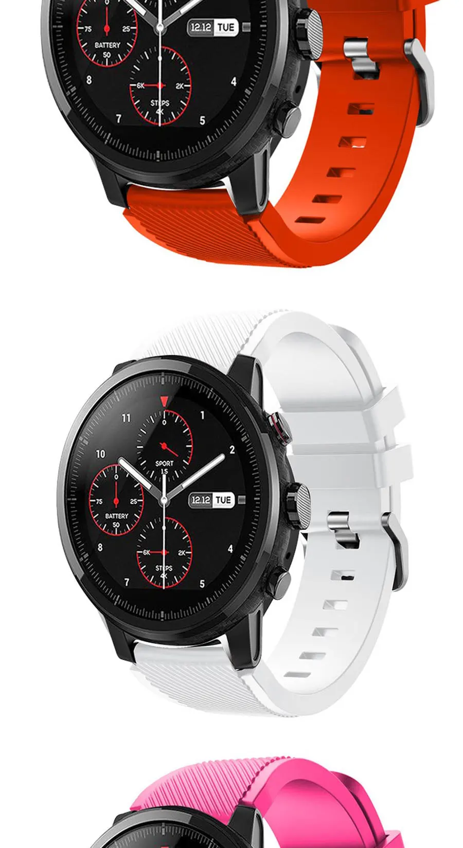 22 мм спортивные часы из мягкого силикагеля ремешок для Huami Amazfit Stratos Смарт-часы для Amazfit Pace Stratos 2/2S ремешки Браслет