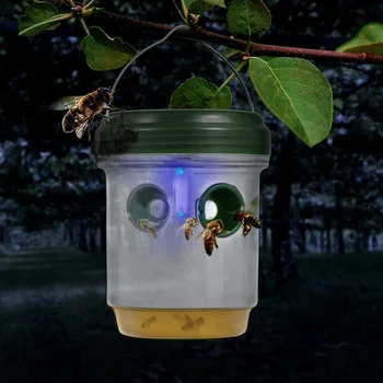 

2PCS LED Solar Powered Fly Trap Outdoor Plastic Insect Catcher Insect Mosquito Killer For In Tree Flying Bee Hornet Trap Catcher