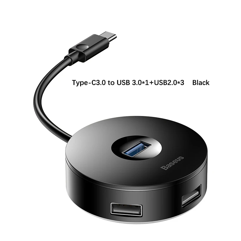 Baseus USB 3,0 4-Порты и разъёмы usb-хаб адаптер 5 Гбит концентратор USB type C для huawei компьютер PC/Mac OS Тип C USB 3,0 концентратор - Цвет: Black  Type-C