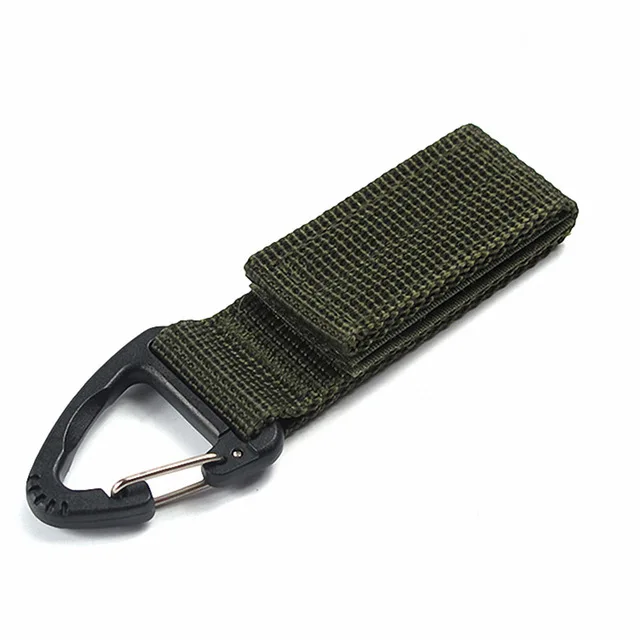 Army Green Tactical Webbing Clip Hook Military Army Nylon Hiking Backpack Carabiner Webbing Belt Key Hook Clip EDC Buckle Pocket Tool - Color: Army Green
