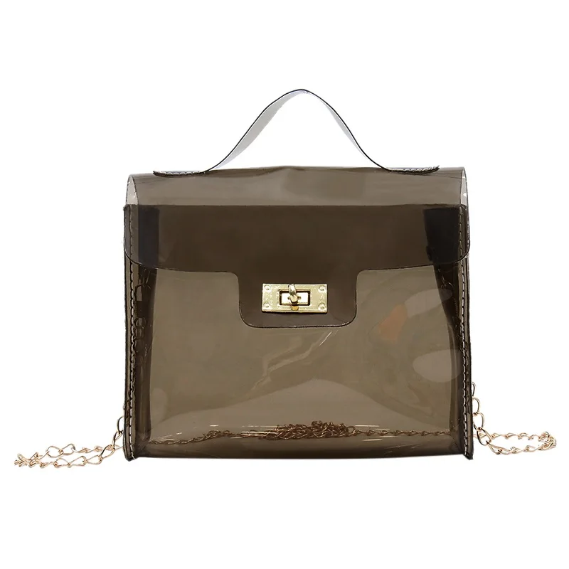 Модная женская маленькая квадратная сумка на плечо, новые женские сумки, прозрачные ПУ брендовые дизайнерские композитные сумки-мессенджеры - Цвет: black