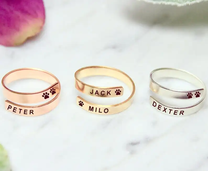 

Stainless Steel Engraved With Your Name Texts Signature Lady Women Titanium Ring Wedding Rings for Lover Anniversary Jewelry