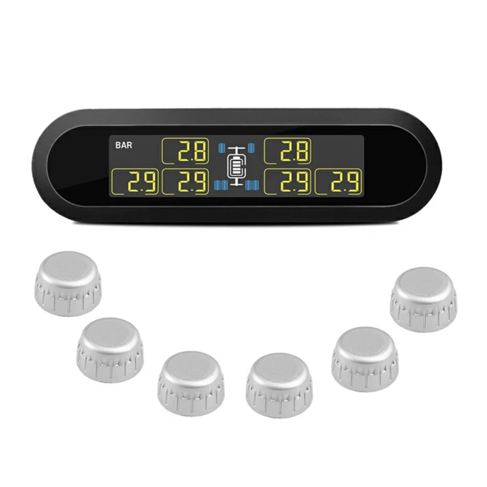 Система мониторинга давления в шинах 6 TPMS внешние датчики беспроводные колеса солнечные USB мощность TPMS для автомобиля RV транспортного средства
