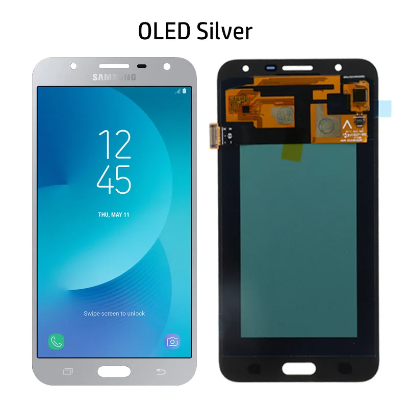 OLED Silver ЖК-дисплей для samsung Galaxy J7 neo J701 J701F J701M AMOLED ЖК-дисплей с сенсорным дигитайзером регулировка яркости экрана - Цвет: OLED Silver