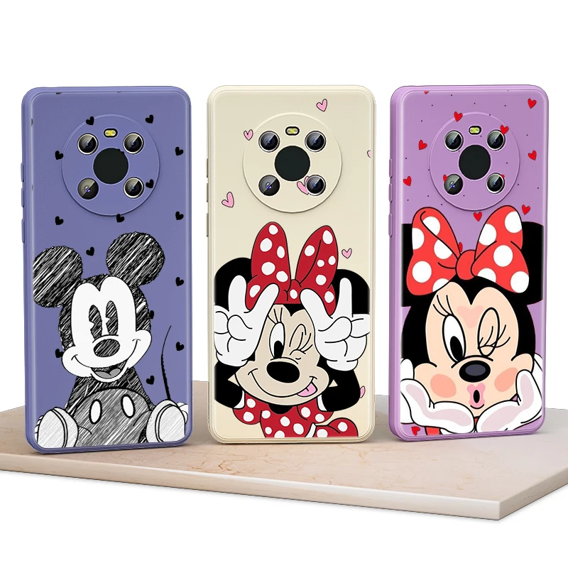 Mickey And Minne For Huawei Mate 40 40E 30 30E Pro 20 Lite Y5P Y6P Y7P 2020 Y9A Y9S Phone Case Liquid Silicone Capa | Мобильные