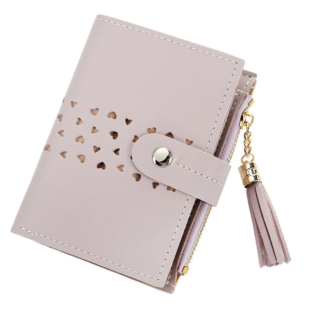 Модный женский короткий кошелек с кисточками и застежкой, портмоне, кошелек, держатель для карт s, сумочка, клатч, Дамский держатель для карт, сумка для ключей, сумка для денег#2 - Цвет: Фиолетовый