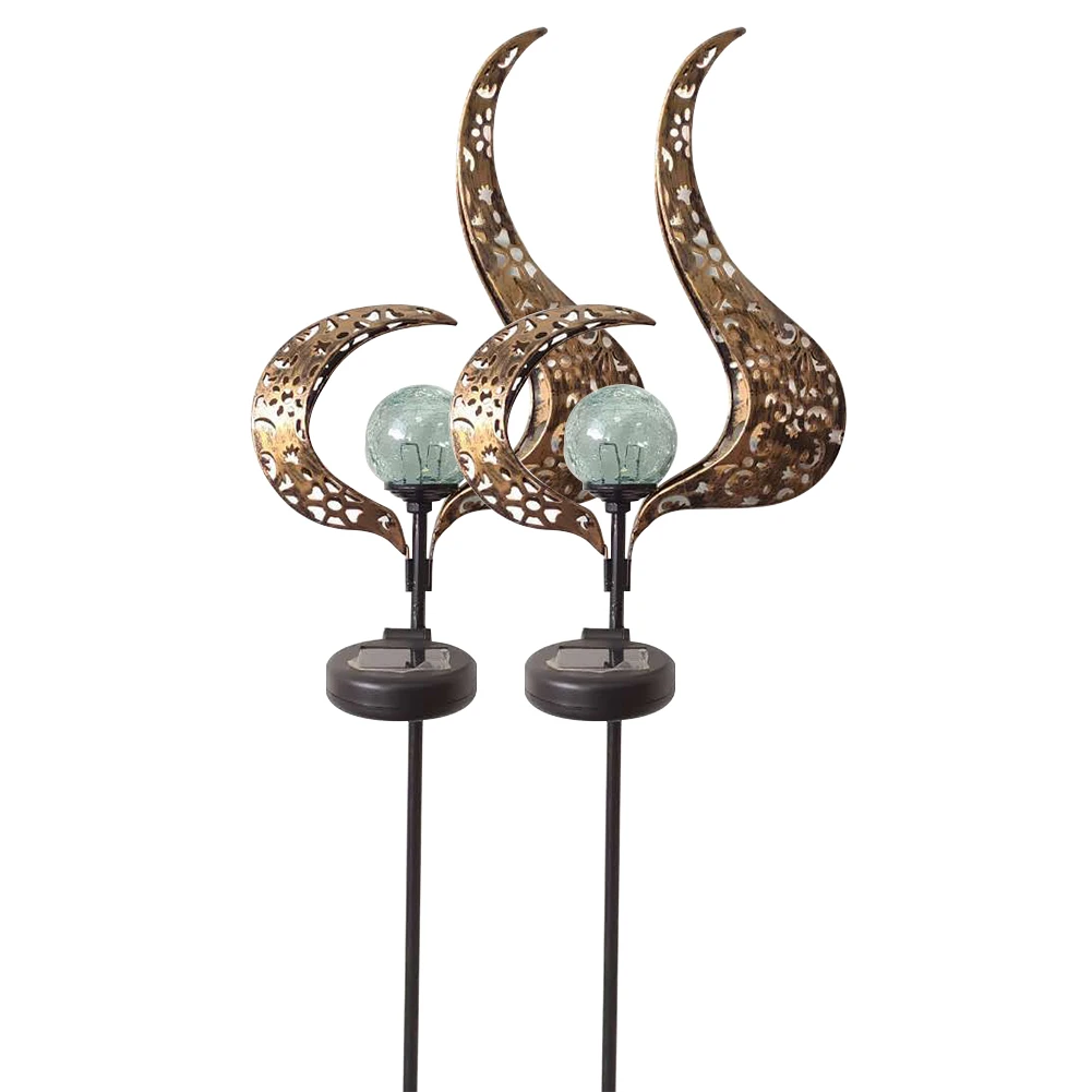 2 Pcs Lawn Garden Wand Shaped Decorative Solar Lamp Waterproof Wrought Iron Courtyard Landscape Led Ground Pathway