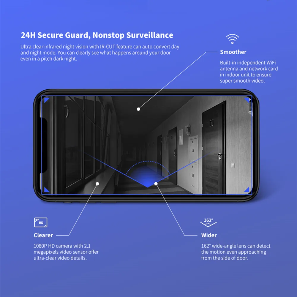 360 D819 умный IP видеодомофон видео дверной звонок wifi видео звонок AI распознавание лица ИК сигнализация 1080P умная камера дверной звонок домашний