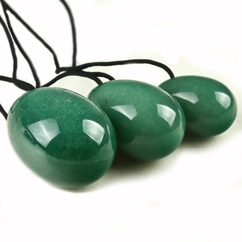 Natural Green Yoni Egg Set Jade Eggs Yoni Wand Crystal Massager Kegel Exerciser Vaginal Muscle Tightening Pelvic Massage Stone