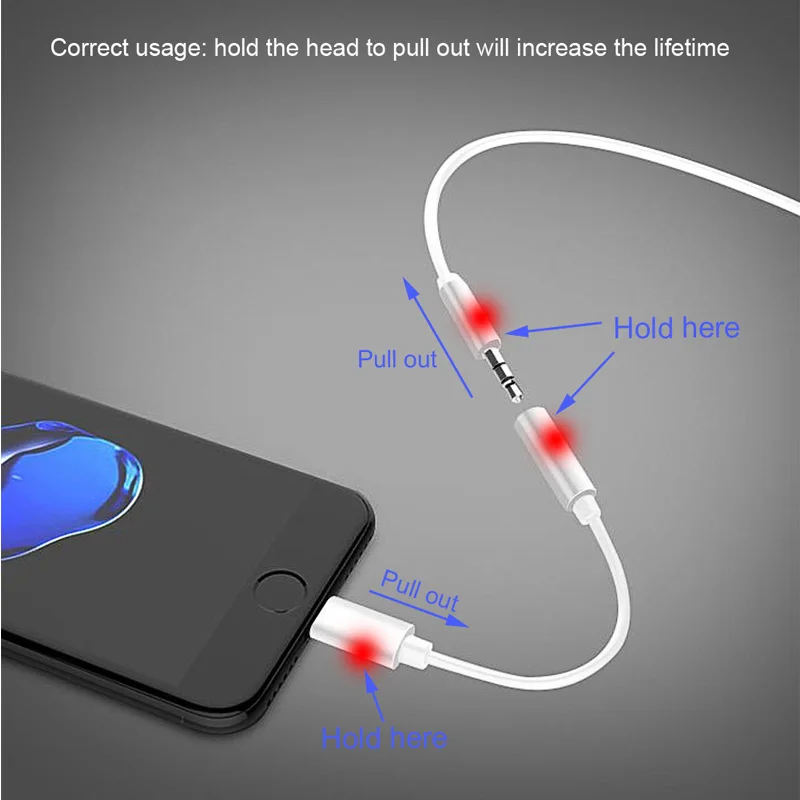 Для наушников lightning-3,5 мм Aux адаптер с аудиоразъемом IOS 8 9 10,1 для iPhone 6 6s 7 Plus 5 5S SE 5C наушники Play музыкальный кабель
