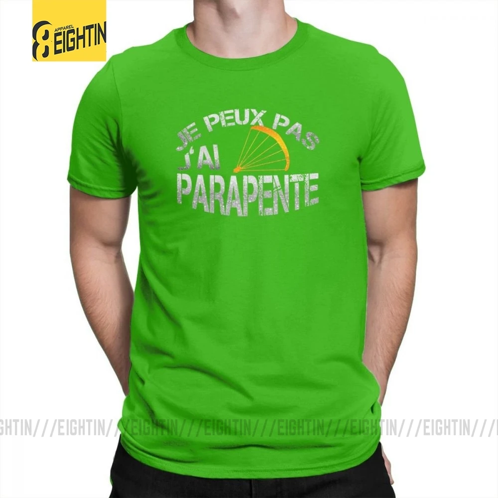 Parapente футболки парапланерная Футболка Мужская Crewneck короткий рукав очищенный хлопок печатная одежда футболки большой размер стильные - Цвет: Зеленый