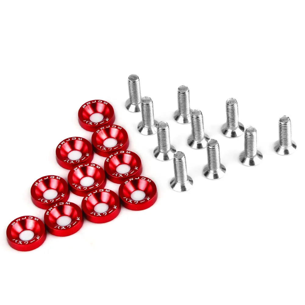 10Pcs M6 Password JDM Screw Car Modified Hex Fasteners Fender Washer Bumper Engine Concave Screws License Plate Bolts RS-QRF002
