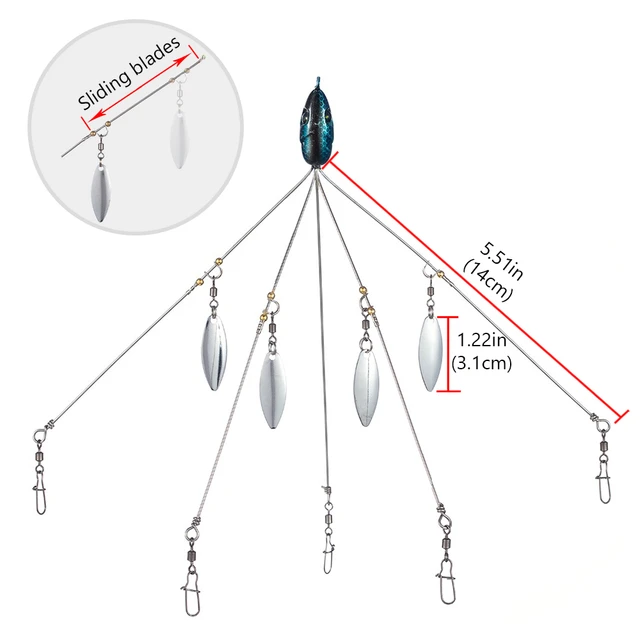 Bassdash Umbrella Fishing lure Rig 5 Arms Alabama Rig Head Swimming Bait Bass  Fishing Group Lure