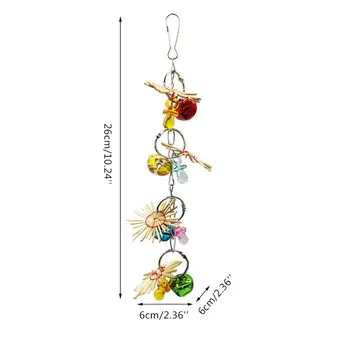 

Colorful Bird Bite Toy Ring Bell Parrot Hanging Swing Chain Parakeet Chew Toy