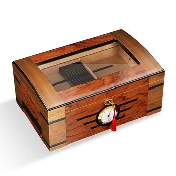 

Galiner Glass Large Capacity Cigar Humidor Box Cedar Wood Lined Glossy With Hygrometer Humidifier Humidor Cigar Box