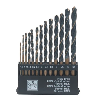 

Hss 6542 Black Trough Straight Shank Twist Drill 13 Pcs Set Drill Bit Stainless Steel Mold Steel Copper Aluminum Drill