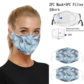 

2set Breathable Face Mask Unise With Filters Cotton Floral Prints Reusable Washable Masks Face Dust-proof Mouth Cover Mask