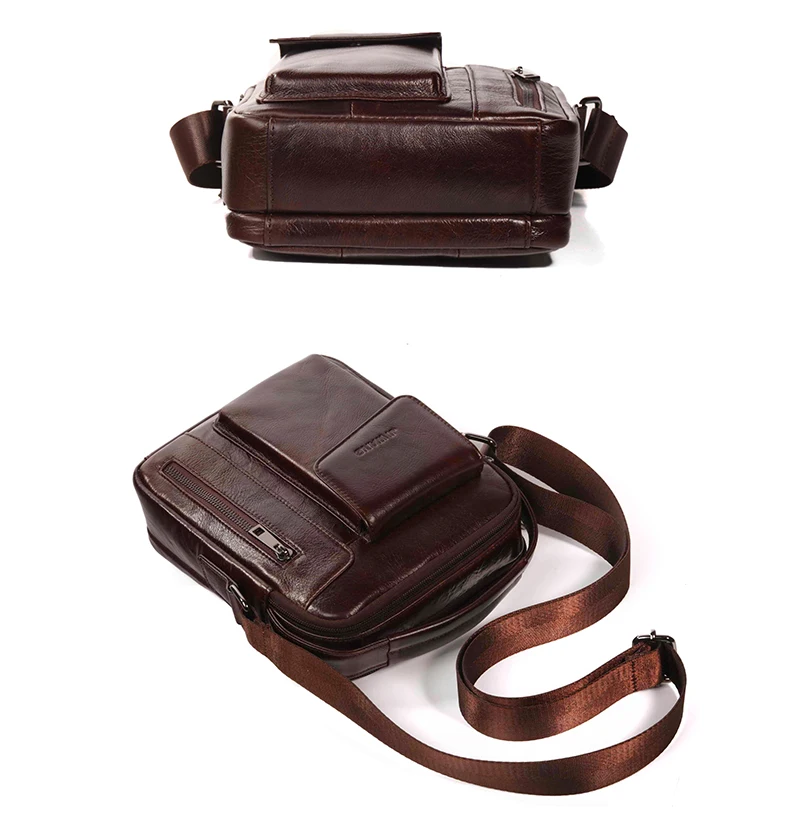 New Genuine Leather Man Messenger Bags Vintage Cow Leather Small Shoulder bag For Male Men's Crossbody Bag Casual Tote handbags