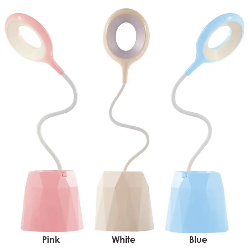  Rechargeable Flexible USB Table Lamp Brightness Controllable Three-touch Dimming Storage Pen Phone 