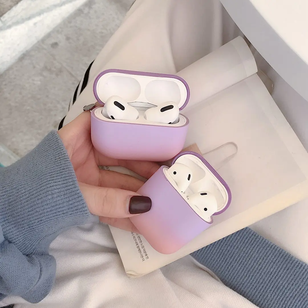 Для AirPods 1/2 чехол градиентной радужной расцветки наушники пластиковый жесткий