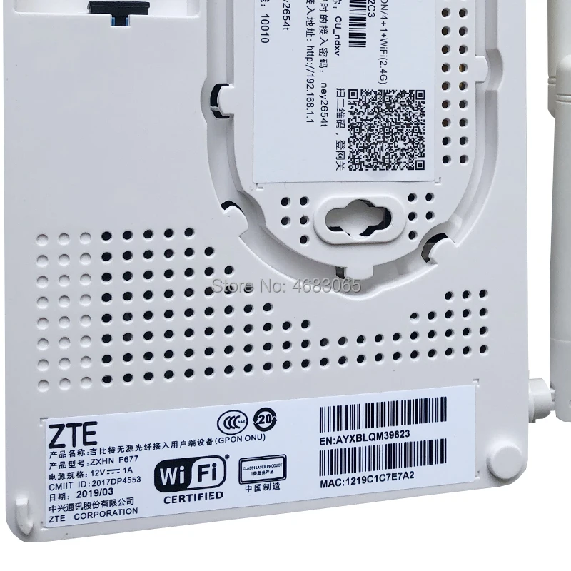 40 шт. zte GPON ONU zte F677 волоконно-оптический маршрутизатор 3FE + 1GE + 1Tel + USB + Wifi новая функция zte F663N, без коробки и вилки питания