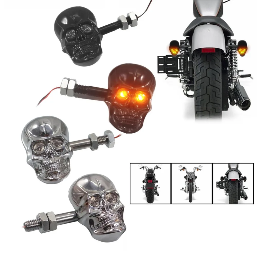 

ICOCO 1Pair Personalized Motorcycle Accessories Refit Punk Skull Shape Turn Signal Lights Indicators for Motorbike Free Shipping