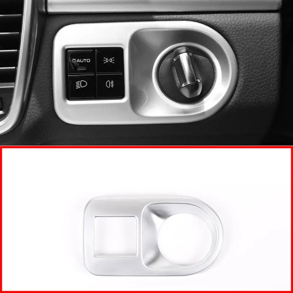 1pcs Interior Chrome ABS Plastic Sticker Headlight Switch Frame Trim for Porsche Cayenne 2018