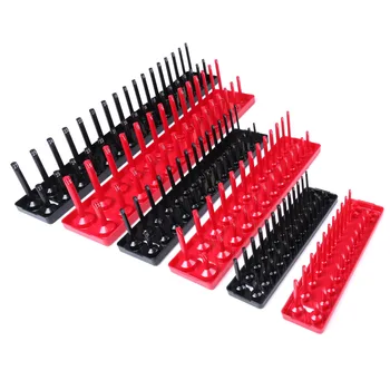 

6 Pcs Plastic 1/4 In 3/8in 1/2in Multi-Function Socket Organizer Black&Red Socket Holder Socket Tray
