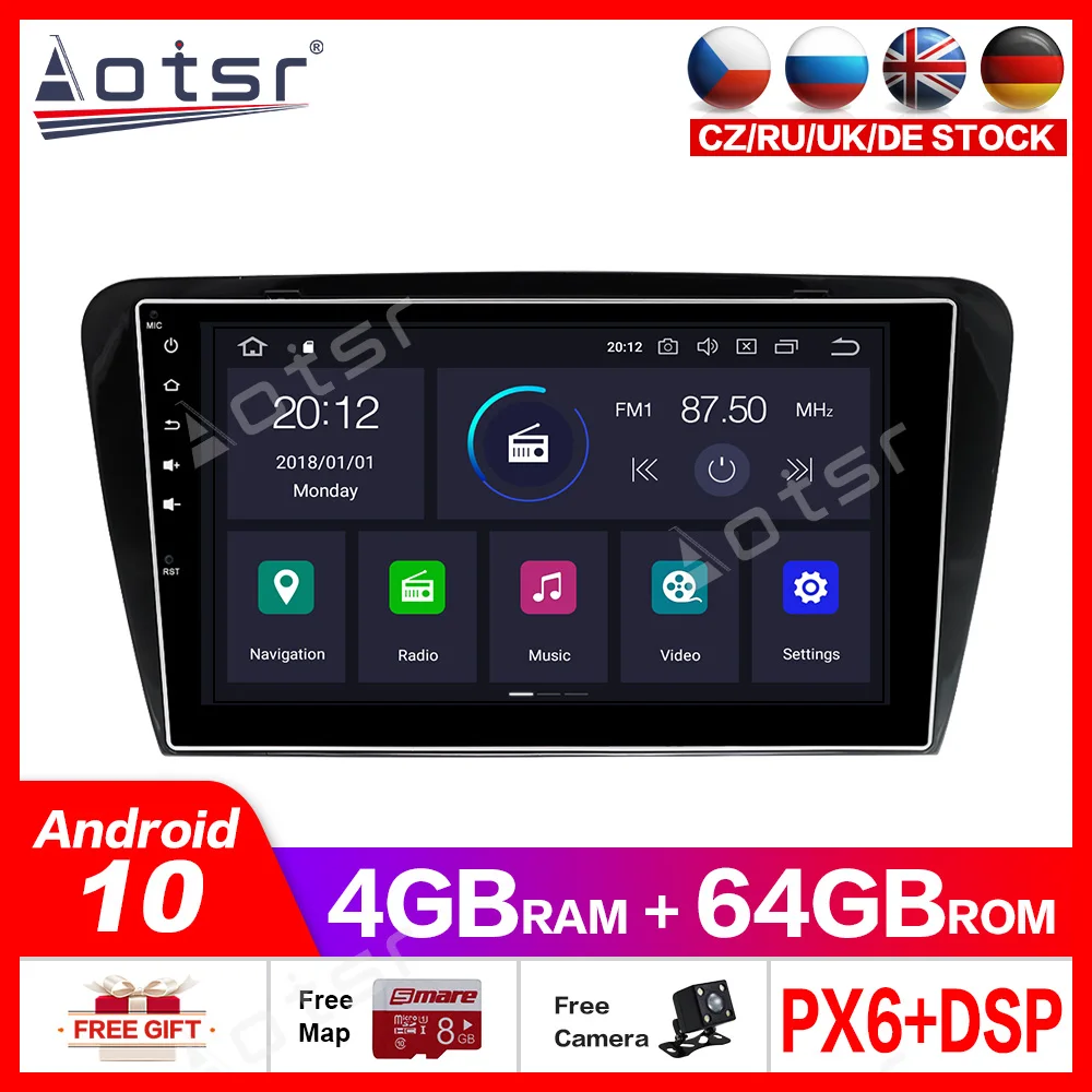 Android 2014 4 Гб + 64 ГБ Автомобильный GPS DVD мультимедийный плеер для Skoda Octavia A7 2017