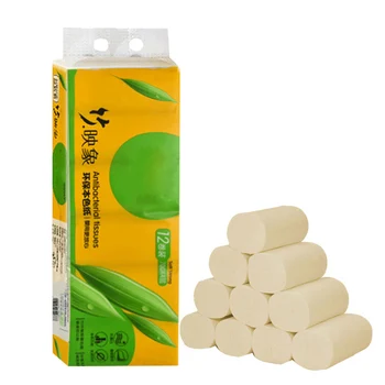 

12 Roll Toilet Paper Bulk Roll Bath Bathroom Tissue Yellowish Soft 4 Ply Thickened for Home New TSH Shop