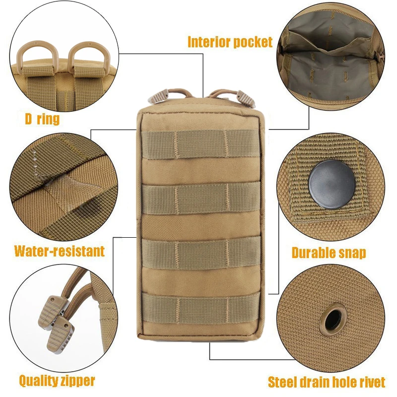 Airsoftpack 2Pcs Molle Pouch Hunting Bags Belt Waist Bag Military Tactical Pack Outdoor Pouches Case Pocket Camo Storage Bag