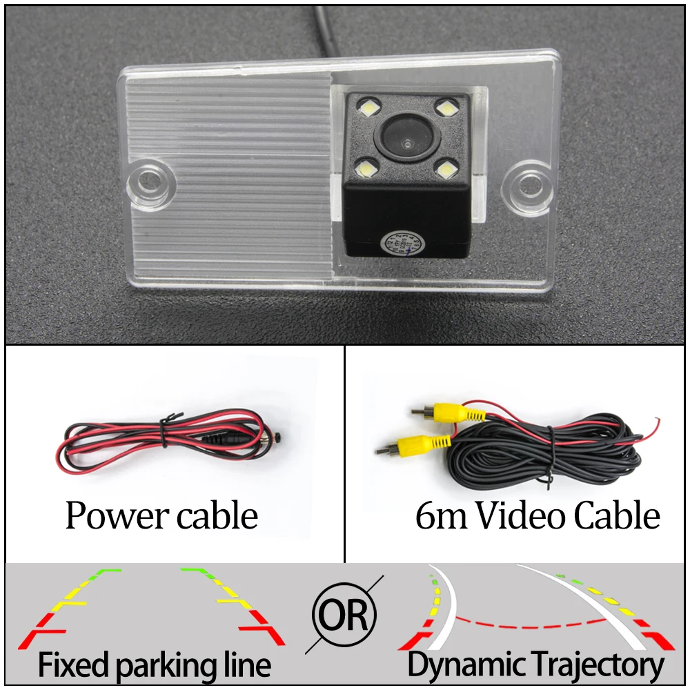 Фиксированная или динамическая траектория камера заднего вида для KIA Sorento 2003-2011 Naza Sorento 2003-2008 Автомобильная обратная парковка аксессуары - Название цвета: 4LED Camera Only