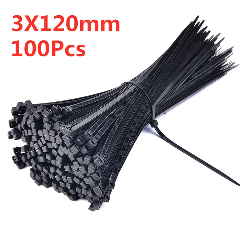 100 шт. 3X60/80/100/120/150/200 мм белый черный молоко кабель провод кабельные стяжки самоблокирующиеся Нейлоновые кабельные стяжки - Цвет: 3 x 120mm