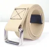 Unisex Canvas Tactical Belts Lengthened D Ring Double Buckle Men Designer Belt Women Punk Korean Casual Solid Knitted Jean Belts